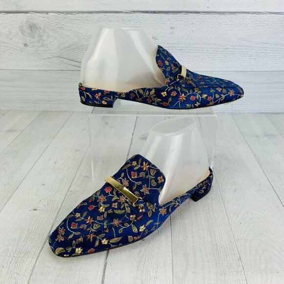 Pedder Red Womens Blue Floral Slip On Backless Mules Dress Shoe Sz 37 | US 6.5 - Picture 1 of 11